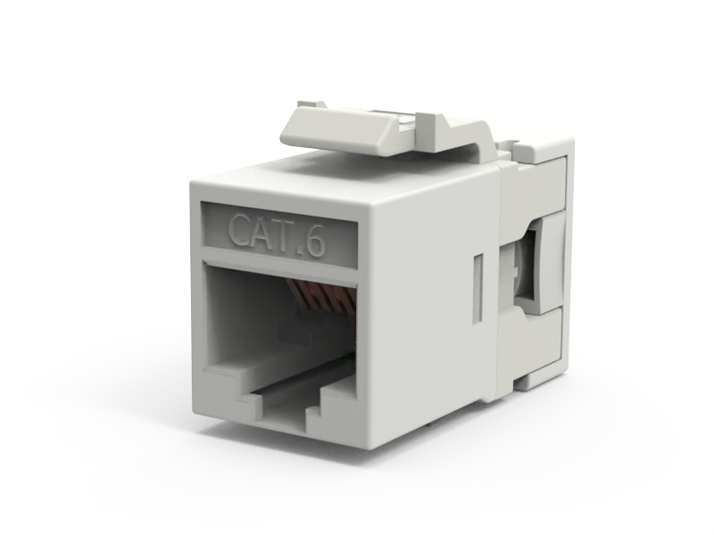 Модульное гнездо UTP, RJ-45, Кат.6,180º, Keystone SL, тип 110/Krone, неэкранированное, белое