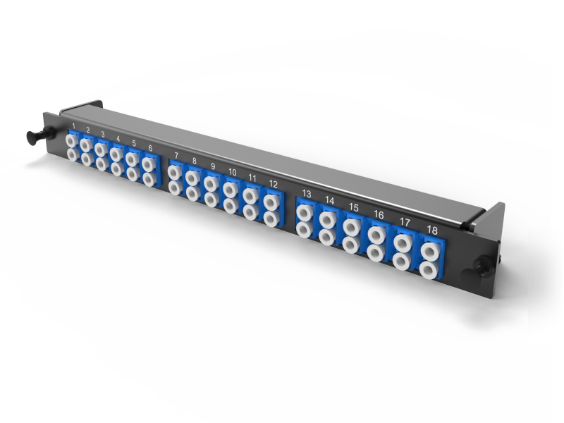 A2 - Adapter plate 18 x LC-UPC Duplex adapters (blue), SM